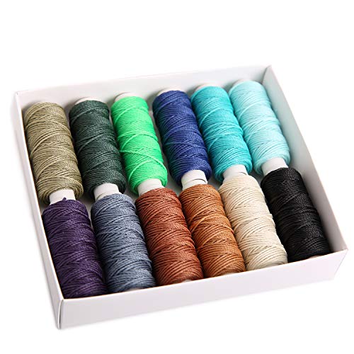 Fandol Waxed Cords Polyester Leather Sewing Thread Waxed Strings For Macrame, Diy Bracelets, Handcraft Or Leather Projects (12 Dark Colors) #TOP4