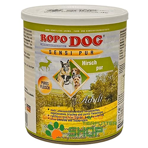 30 Dosen à 800 gr. RopoDog Adult Sensi Pur Hirsch - pures Fleisch