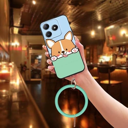 Phone Case Compatible with Realme C63 4G/C61 4G, Cartoon Back Cover Dirt-resistant Ring Cute Bracelet Anti-knock Youth Funny Sol