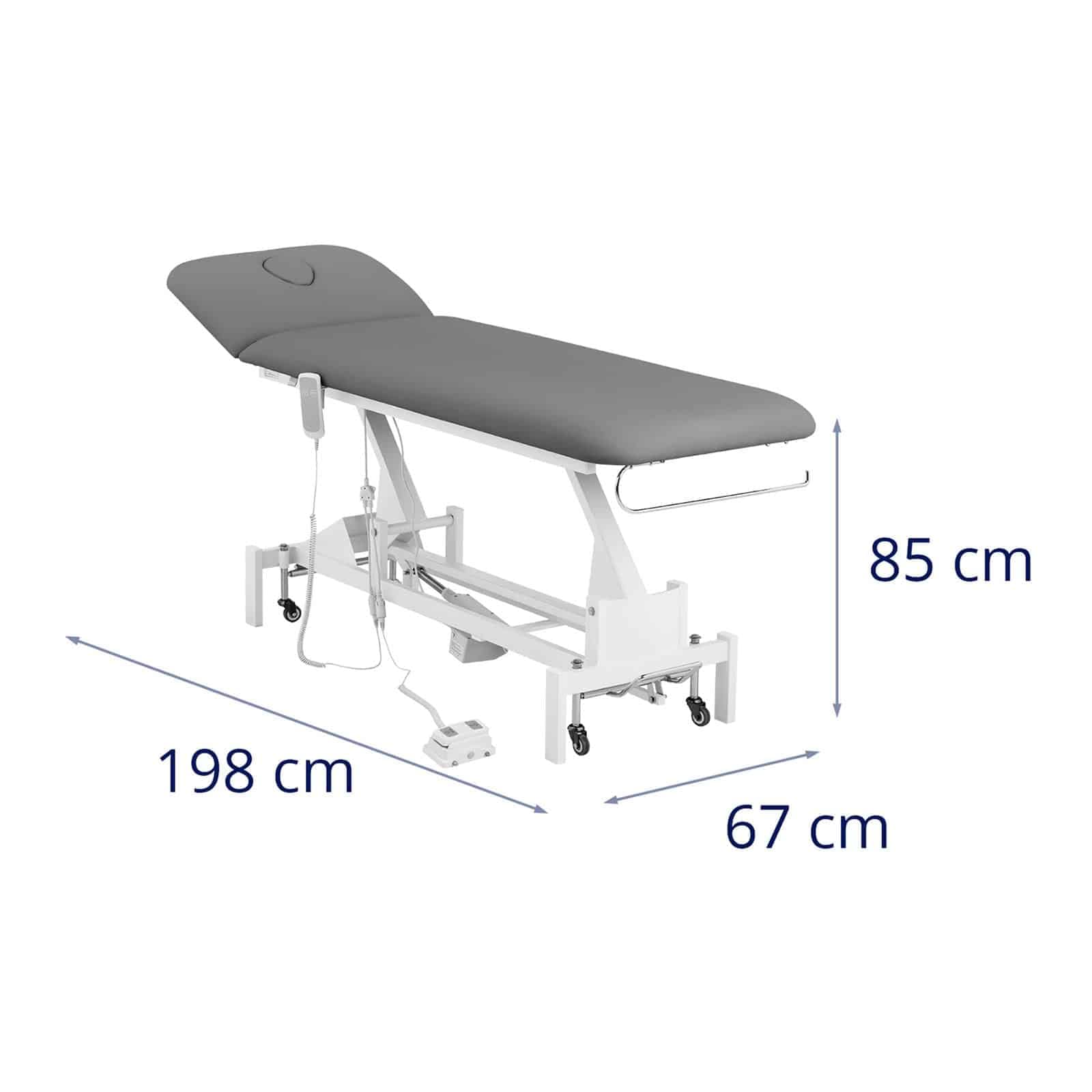 Physa - Lettino cosmetico elettrico Lille 1 motore, 100 W, 207 x 68 x 53-92 cm, 200 kg, telecomando grigio, per il trattamento, per la terapia, per il massaggio
