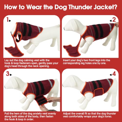 IDOMIK Dog Anxiety Vest, Adjustable Dog Calming Shirt,Red,S by IDOMIK - Used condition - Image 3