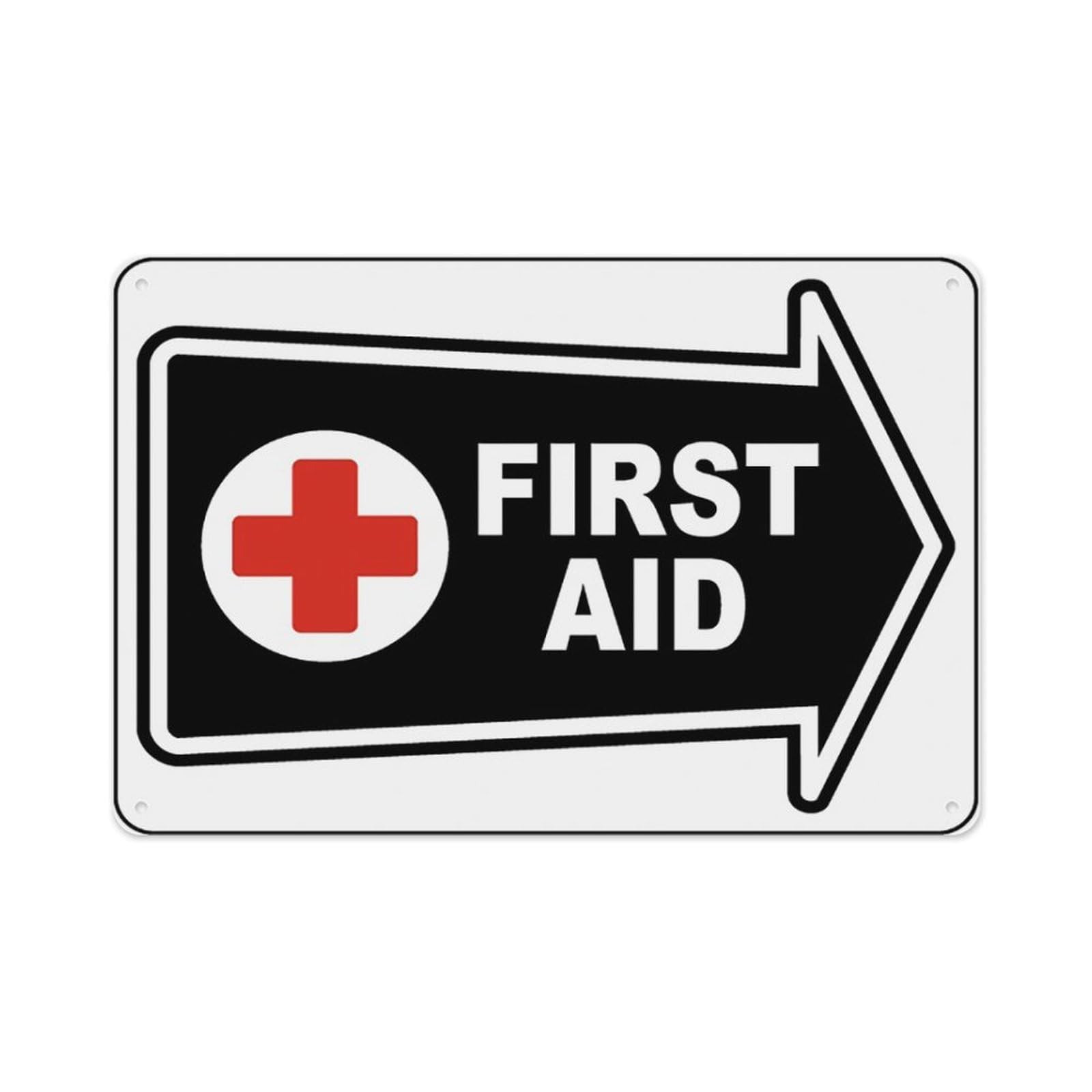peiyeety Directional First Aid Sign Aluminum Tin Warning Signs For Home Outdoor Garden 8X12 Inches