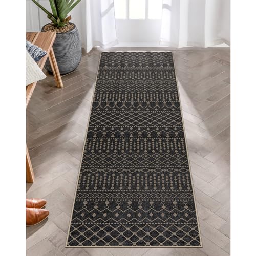 Lahome 2x6 Modern Jute Outdoor Runner Rug Runners for Hallways Non Slip, Farmhouse Geometric Kitchen Runner Rug 2x6, Contemporary Soft Mat Carpet Runner for Laundry Room Bathroom Porch Bedro