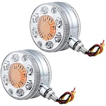 2PCS 3" Round Dual Face Stud Mount Red/Amber LED Pedestal Fender Running/Brake/Side Marker and Turn Signal Lights with Chrome Housing for Truck Trailer Kenworth Peterbilt Freightliner