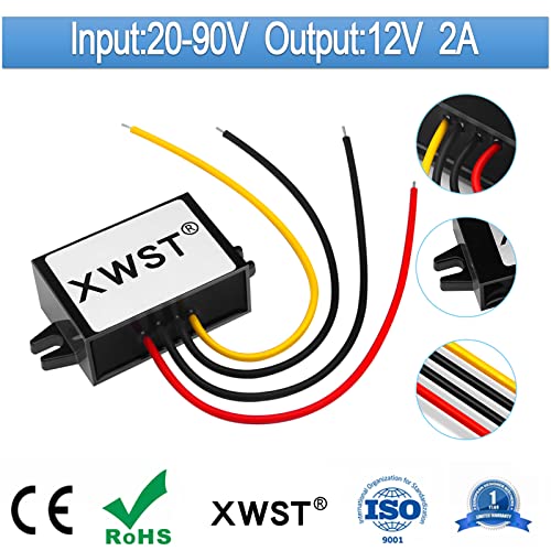 DC Converter 20-90V 12V Step Down Buck 2A Voltage Regulator for Golf Cart Car Device (XW-2090-12-2A)2
