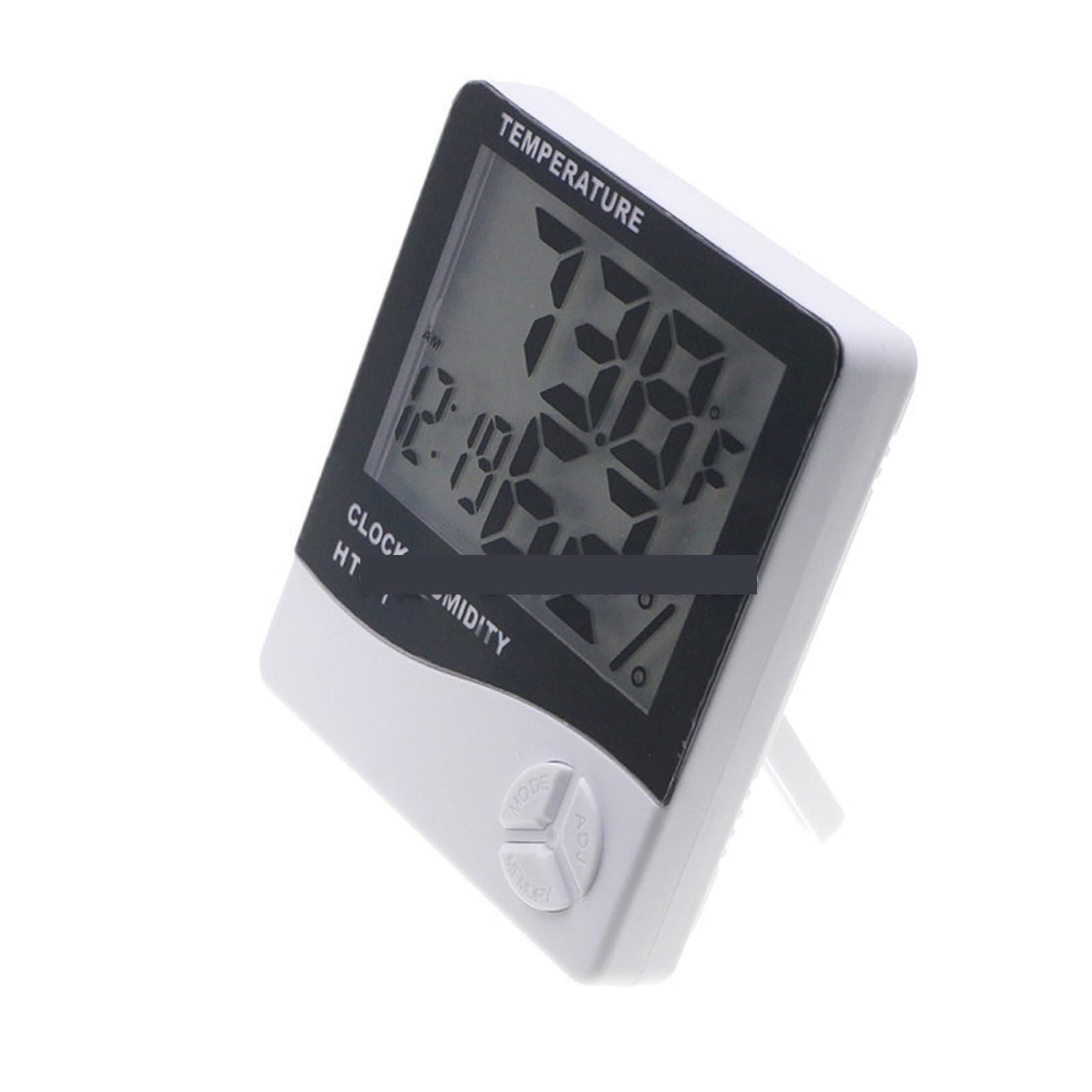 Cyfrowy miernik temperatury i wilgotności LCD Domowy kryty higrometr zewnętrzny Termometr Stacja pogodowa z zegarem, A