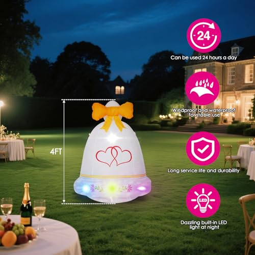 Décoration romantique gonflable cœur LED pour déclarations d'amour