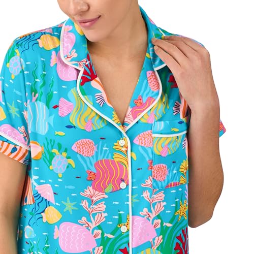 Image of kate spade new york Short Sleeve Brushed Jersey Notch Boxer Pajama Set