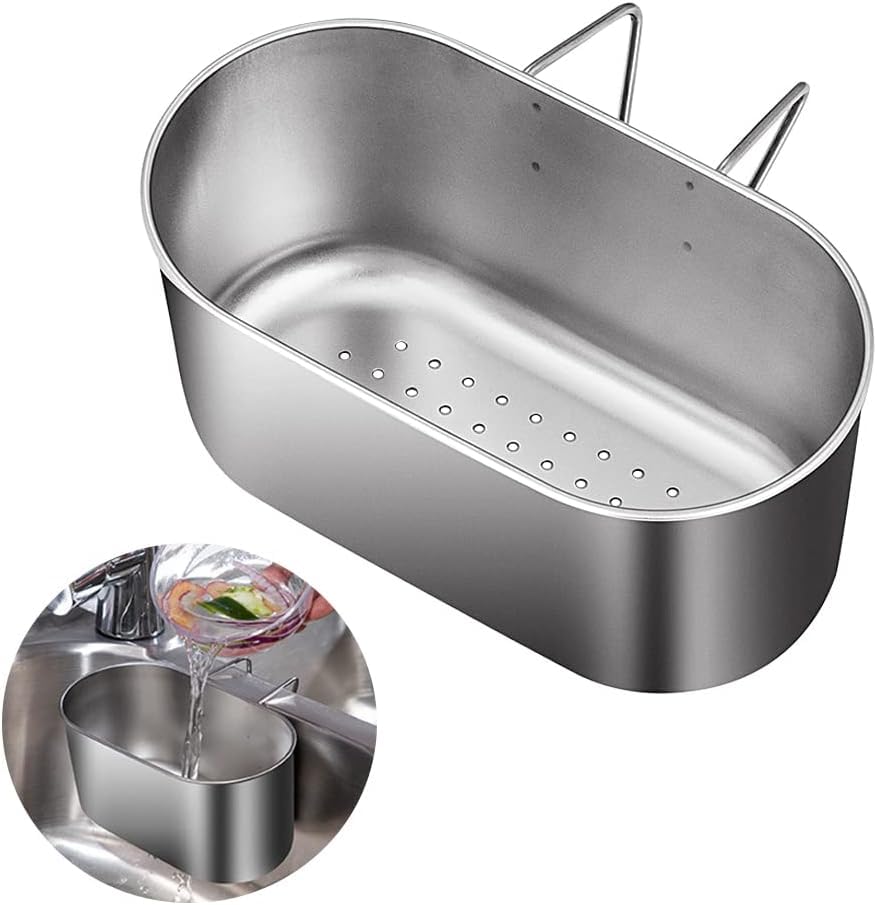 Stainless Steel Sink Drain Strainer Basket, Multifunctional Hanging Sink Strainer Colander Drain Basket for Filter Kitchen Waste and Wash Vegetables Fruits-image-30
