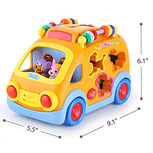 Iplay, Ilearn Toddler Music Bus Toys, Baby Musical Busy Learning Toy W/ Animal Matching, Gear, Key, Infant Electronic Car W/ Light Sound, Birthday Gifts For 18 Month, 2 3 Year Old Kid Boy Girl #TOP5