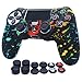 PS4 - Funda para controlador de silicona RALAN, protector de piel compatible con PS4 / PS4 Slim/PS4 Pro Controller (agarre para pulgar Pro x 8, gato + funda de calavera, agarre x 2)