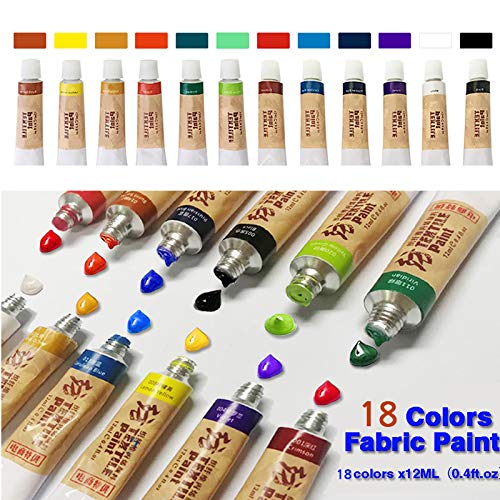 Beafup 18 Colors Permanent Fabric Paint, Premium Vibrant Colors Perfect for Clothing, Canvas, Accessories, Wood Ceramic Glass DIY Textile Paint Set for T-Shirts,Non Toxic, Safe for Children - Thumbnail 5