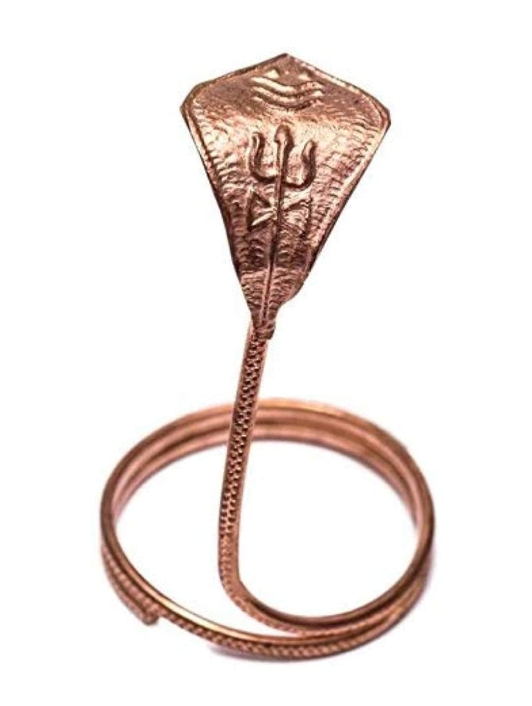 Light Weight Copper Shivlinga Snake Idol (Small, 25 g, 5 x 5 x 10 cm, Hood Width 3 cms), red, Standard Shiva naag shivling Lingam naag