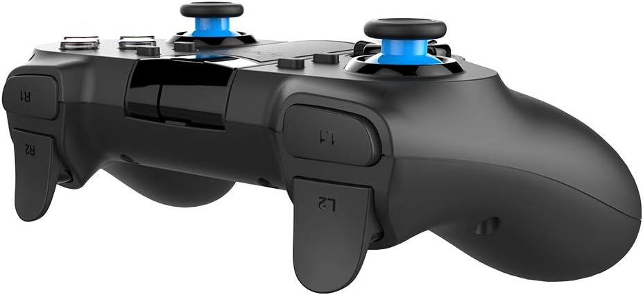 Close-up of the phone holder on the iPEGA PG-9129 gamepad, indicating stretchable up to 86mm