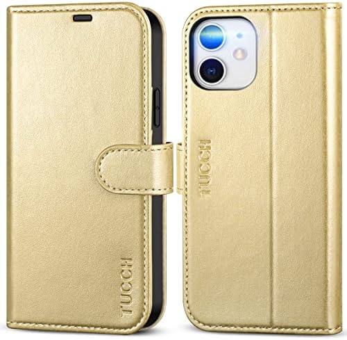 TUCCH iPhone 12 Case, iPhone 12 PRO Wallet Case[RFID Blocking] Credit Card Slots Viewing Stand[Shockproof TPU Shell], PU Leather Magnetic Protective Cover Compatible with iPhone 12 Pro/12(6.1), Black