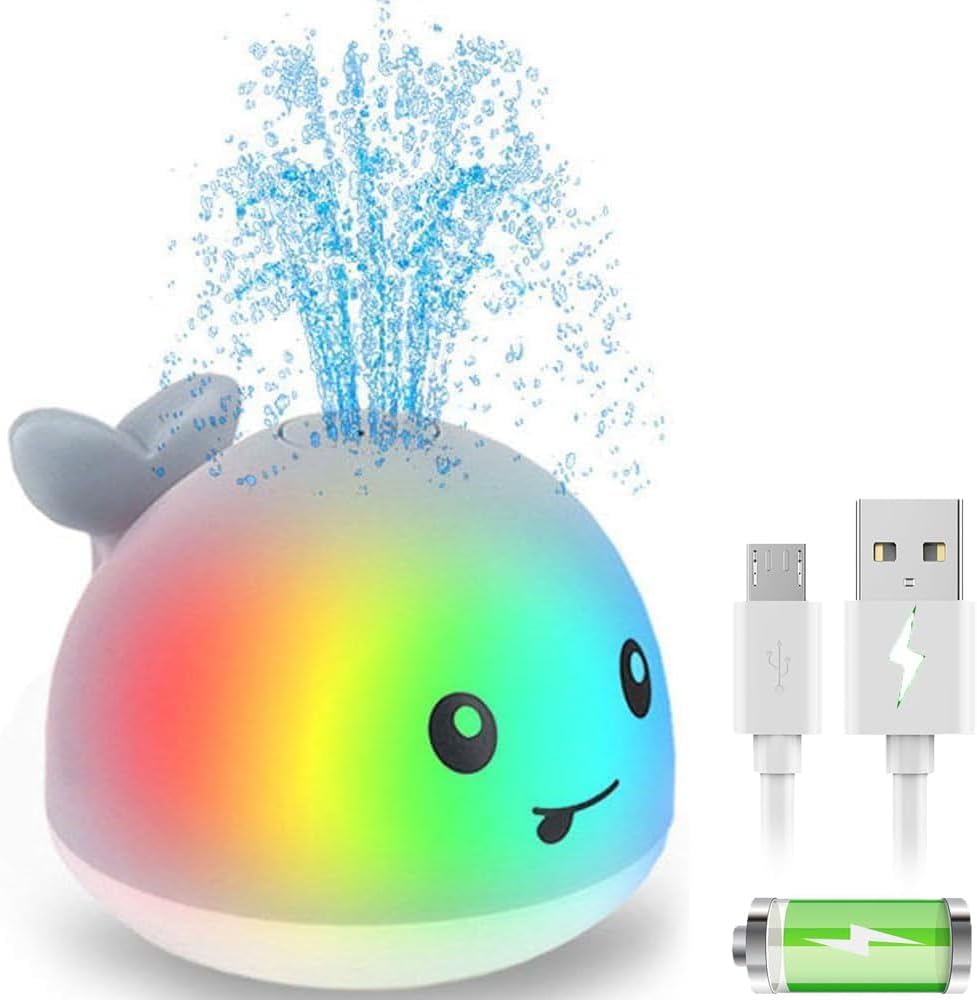 ZHENDUO Rechargeable Light Up Bath Toys, Spray Water Bathtub Toys for Toddlers & Kids, Pool & Bathroom Toy - Baby Toys