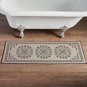 VHC Brands Bathroom Bath Mat, Polyester Floor Rug for Shower, Digital Print, Custom House Collection, Rectangle 17x48, Natural VHC Brands Bathroom Bath Mat Polyester Floor Rug for Shower Digital Print Custom House Collection Rectangle 17×48 Natural