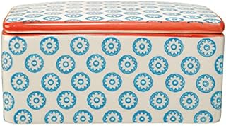 Bloomingville Ceramic Butter Dish Emma - Colorful Butter-Box L 5'' W 4'' H 2.5'', Stoneware, Blue red
