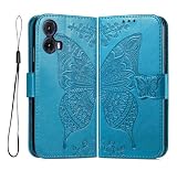 GOKEN Funda para Motorola Moto G85 5G - Carcasa Cuero Sintético Premium y Silicona Suave, Antigolpes, Tapa Cartera con Ranuras para Tarjetas y Soporte Plegable -Azul