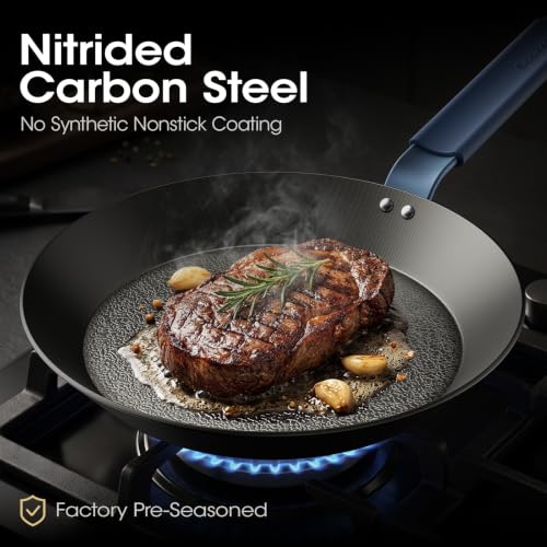 Image of 10 Inch Preseasoned Carbon Steel Frying Pan, Snowflake Texture