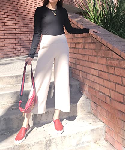Image of G4Free Capri Pants for Women Wide Leg Yoga Dress Capris with Pockets Cross Loose Casual Work Crop Pants