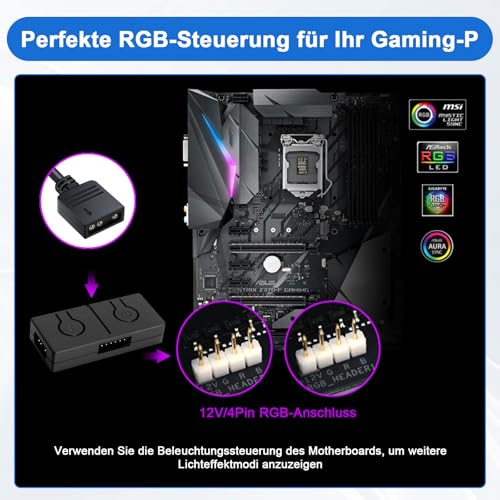 AYWHP RGB Converter 12V zu 5V ARGB Controller Hub - Dual Control mit Mainboard-Sync/Manueller Steuerung, 5V/3Pin 12V/4Pin ARGB Adapter, Kompatibel mit RGB Mainboards