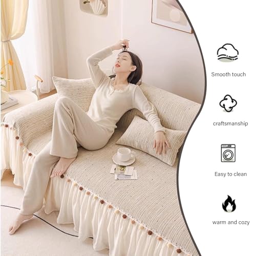 Housse de canapé en chenille douce lavable pour salon 180x340