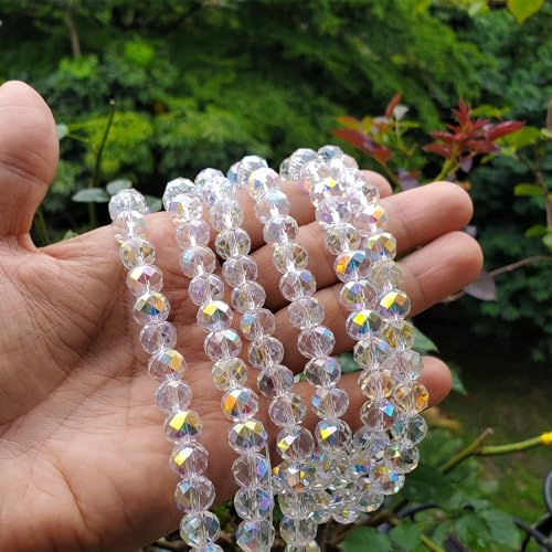 Image of 10mm White Rondelle Glass Beads for Jewelry Making 200pcs Faceted Briolette Shape Crytal Spacer Beads Assortments Supplies Accessories for Bracelet Necklace for Wholesale - AB Colour