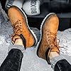 Men's Hiking Boots Mens Women Walking Boots Lace Up Ankle Bo-o-ts Comfy Leather Non Slip Outdoor Casual Shoes High Top Casual Hiking Shoes Black Outdoor (Yellow,9) #5