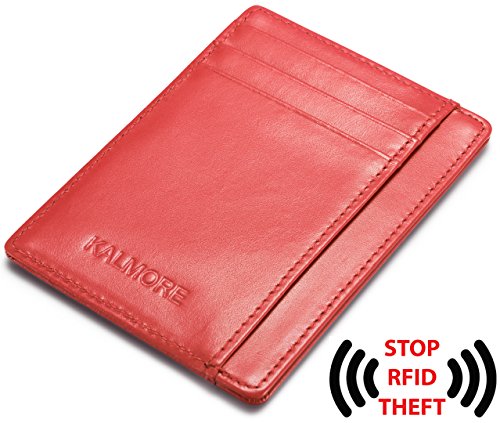 KALMORE Genuine Leather Front Pocket Slim Wallet Credit Card Holder with ID Window2