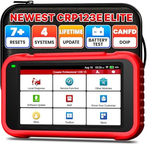 LAUNCH CRP123E V3.0 OBD2 Diagnosegerät Auto Profi kfz Tester-4 Systeme:Motor,ABS, SRS,Getriebe, diagnosegerät mit 7 Reset:EPB,DPF,Öl,SAS,BMS,ABS-Blutung,Throttle,CAN FD & DoIP,Lebe