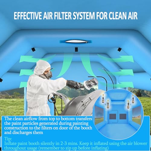 10x8.2x8.2ft Inflatable Paint Booth with 550W Powerful Blower and Three Layer Filter System, Portable Spray Booth Tent for Car Motorcycle Paint Workstation Garage by LVAOSTT - Image 3