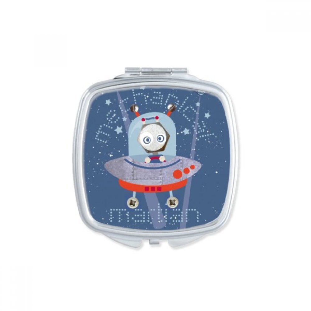Miroir compact portable espace et alien, mini miroir de poche multicolor pour maquillage