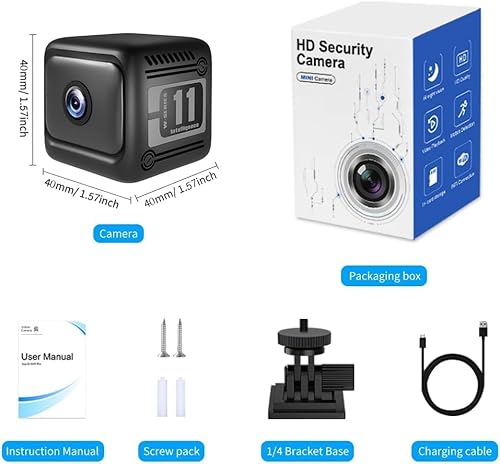 AFJAEAS Mini Security Camera, 1080p HD Wireless Indoor Cam with 6-Hour Battery & No WiFi Needed for Recording, AI Motion Detection Night Vision for Home, Office, Baby and Pet Monitoring,Black