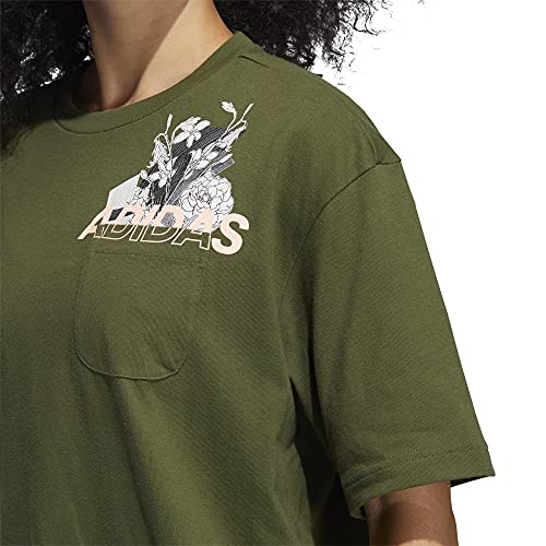 Adidas Womens Nini Graphics Pocket Tee Wild Pine Medium #TOP4