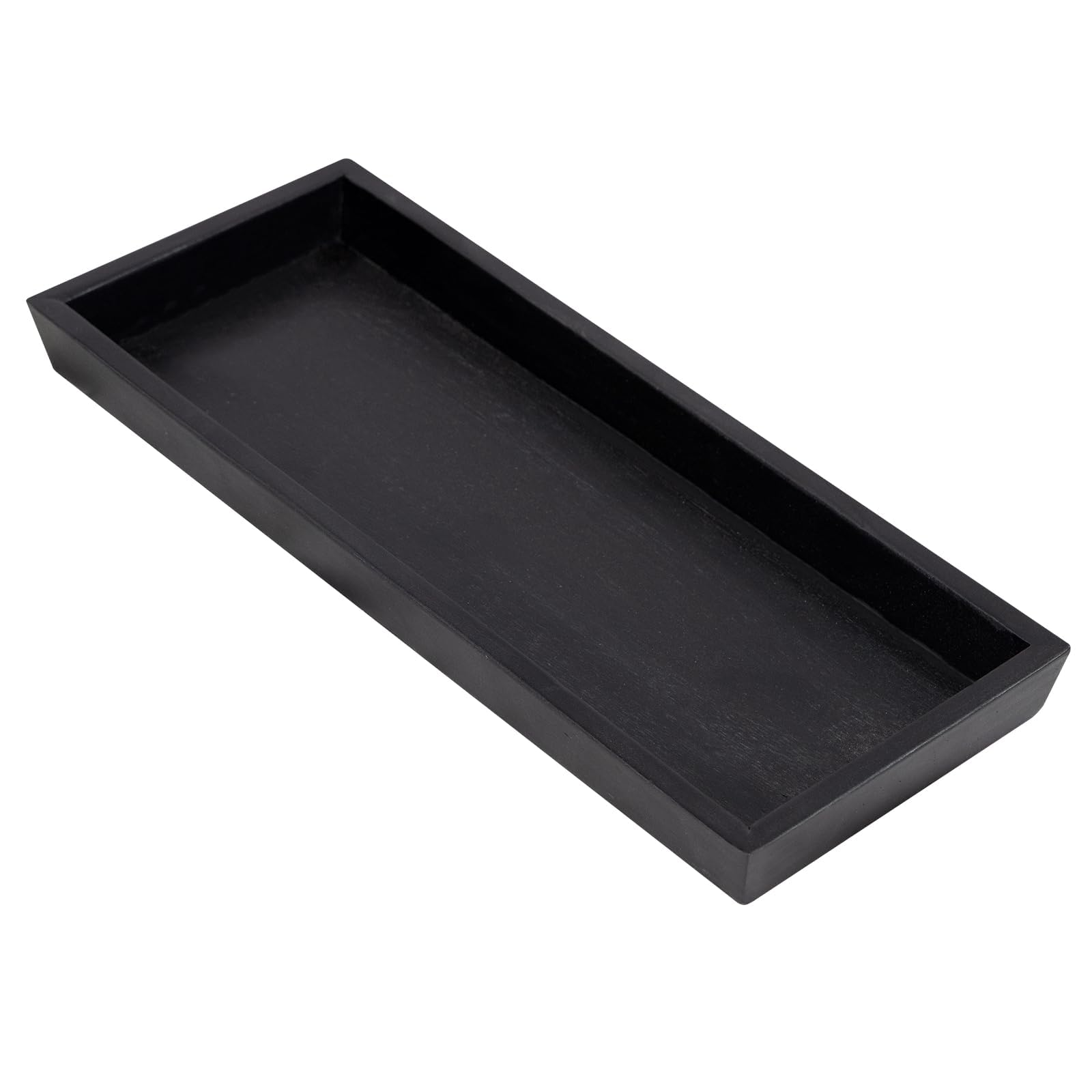 MAONAME Black Bathroom Vanity Tray, Rustic Long Narrow Tray, Rectangle Farmhouse Wood Trays, Countertop Organizer Trays for Candle, Perfume, 12.2"x 5"