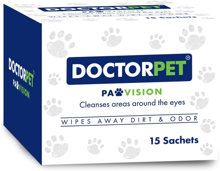 Doctor Pet PawVision Wipes 15's โ 99% Water Content, Fragrance Free, Hypoallergenic, Cleans Areas Around Eyes, Extra Large Wipes for Daily Cleansing