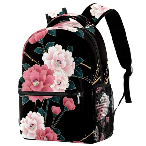 Sac à dos d'école imprimé fleurs roses avec grand compartiment
