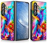 BPQOJB for Galaxy Z Fold 6 Case with Colorful Sunflower Hummingbird Pattern Design Printed Cute Slim Hard PC Shock Proof Protective Phone Case for Samsung Galaxy Z Fold 6 7.6 inch 2024