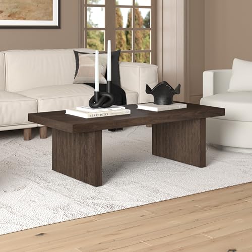 Henn&Hart 48" Wide Rectangular Coffee Table in Alder Brown, for Home, Living Room, Bedroom, Entertainment Room, Office - Image 3