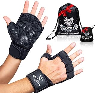 Fitness Gloves for Weightlifting, CrossFit – Black Workout Gloves with Wrist Support