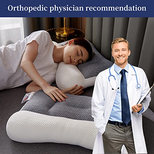 Fllety Ergonomic Pillow,Super Ergonomic Pillow,Neck Support Pillow Bed Pillow For Side Sleepers,Neck And Shoulder Pain Pillow For All Sleeping Positions (White 1Pcs, 24 * 16 In) #TOP6