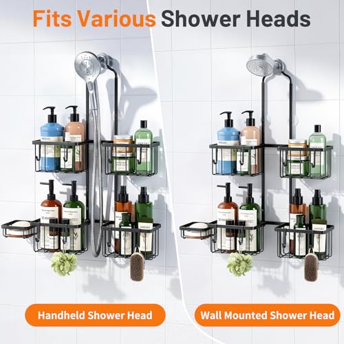Luxspire Shower Caddy Hanging Overhead, Shower Organizer Hanging, Black by Luxspire - Used condition - Image 3