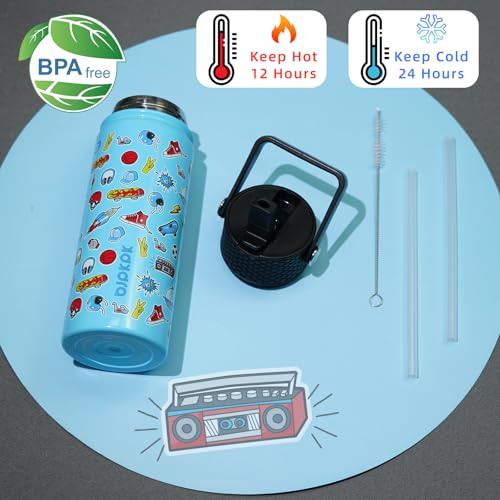 Image of BJPKPK Insulated Water Bottle, 18oz Stainless Steel with Straw Lid