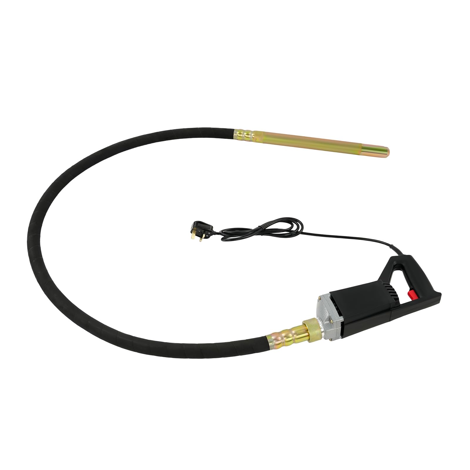 Dunleymin Black Electric Concrete Vibrator 1500W Handheld Concrete Vibrating Tool With 2M Shaft Rod, 4200Rpm Concrete Poker For Highway Bridge Cement Construction Projects