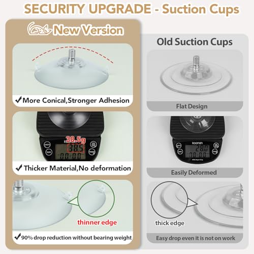 PEFUNY Schnurlose klappbare Katzen-Fenster-Sitzstange, Katzen-Hängematte für Fenster und Wand, mit 4 Saugnäpfen, stabilem Setal-Rahmen für Glasfenster und Innenwände (Weiß Medium)