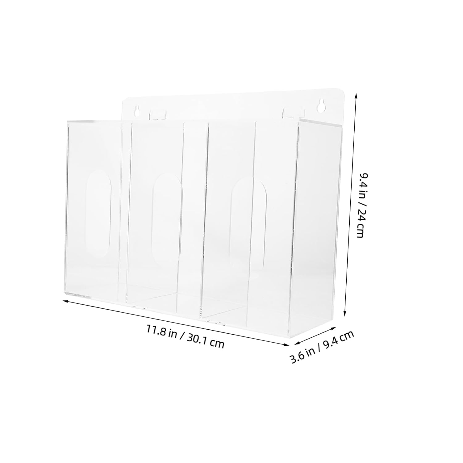 Cabilock 3grid Wall-Mounted Glove Holder and Mask Dispenser Box Acrylic Storage Organizer for Easy Access to Gloves and Masks for Laboratories and Workspaces