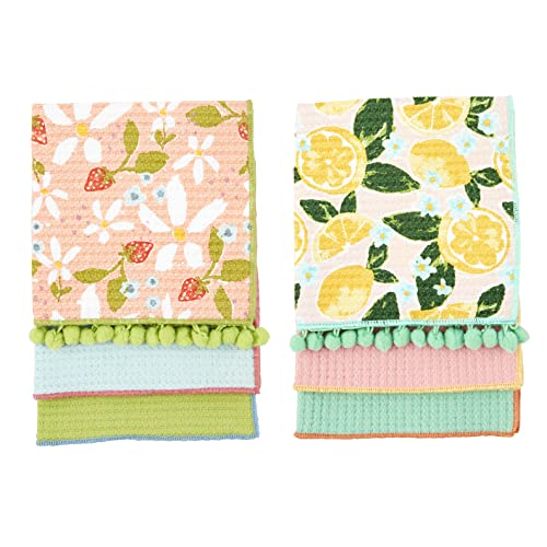 Mud Pie Lemon Floral Towel Set, 12" X 12" #TOP1