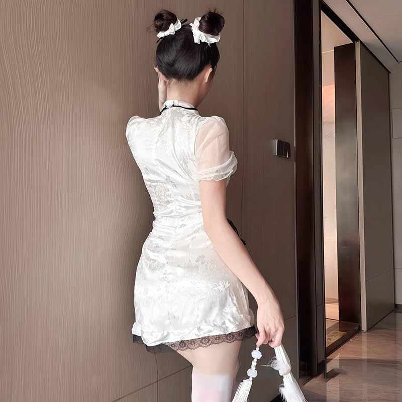 [LIKENNY] チャイナドレス 2点セットコスプレ セクシー メイド服 中華風 チャイナ服 可愛い 胸空きロリータ ワンピース 中華 チャイナ風 衣装 仮装 ミニスカート ハロウィン cosplay 学園祭 文化祭 詳細画像4