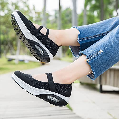 Touchmosees Women's Nurse Sneakers Orthopedic Diabetic Walking Wedge Sneaker Platform Toning Rocker Shoes 8023 Black 41 by Touchmosees - Used condition - Image 2